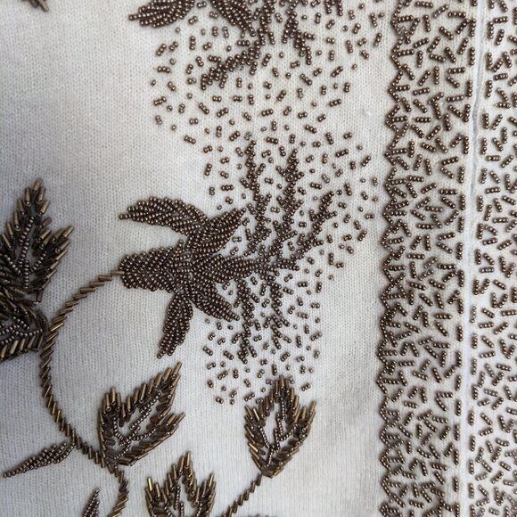 Vintage 1940s Hand Beaded Lambs Wool and Angora Cardigan Sweater - Picture 5 of 12